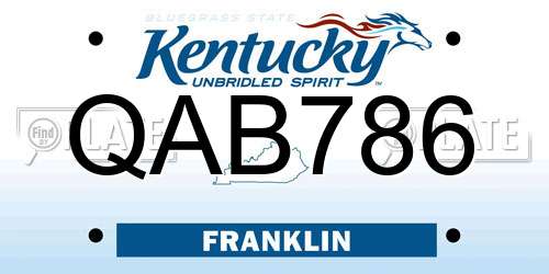 QAB786 Kentucky License Plate