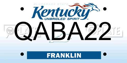 QABA22 Kentucky License Plate