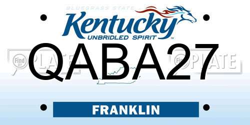 QABA27 Kentucky License Plate