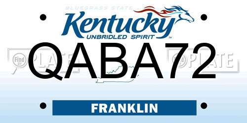 QABA72 Kentucky License Plate