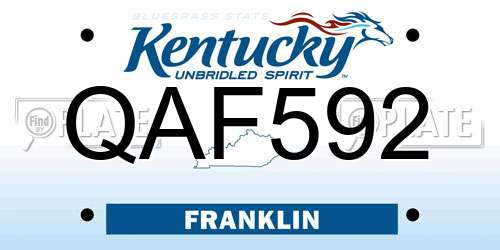 QAF592 Kentucky License Plate