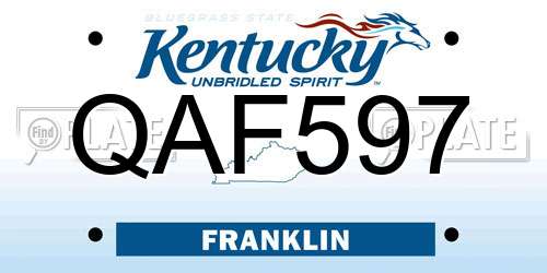 QAF597 Kentucky License Plate