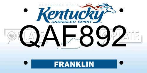 QAF892 Kentucky License Plate