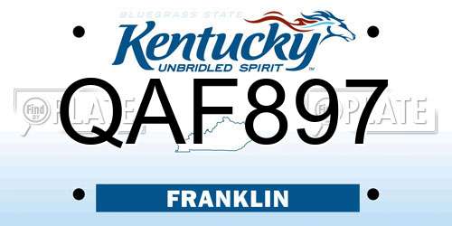 QAF897 Kentucky License Plate