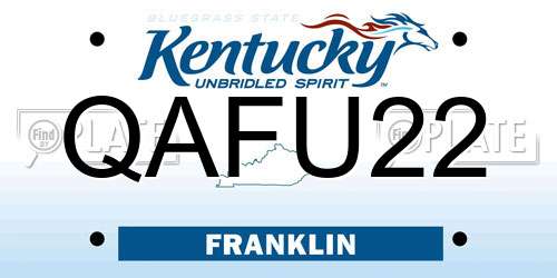 QAFU22 Kentucky License Plate