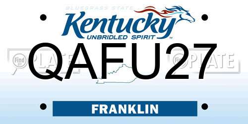 QAFU27 Kentucky License Plate