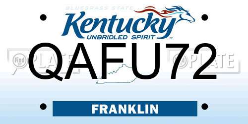 QAFU72 Kentucky License Plate