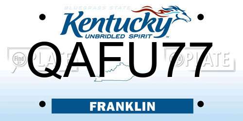 QAFU77 Kentucky License Plate