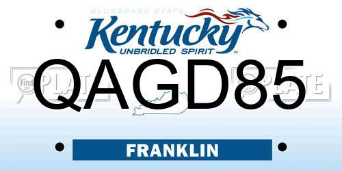QAGD85 Kentucky License Plate