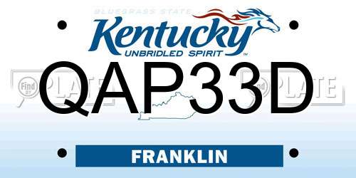 QAP33D Kentucky License Plate