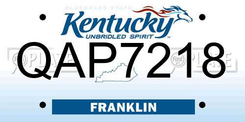 QAP7218 Kentucky License Plate