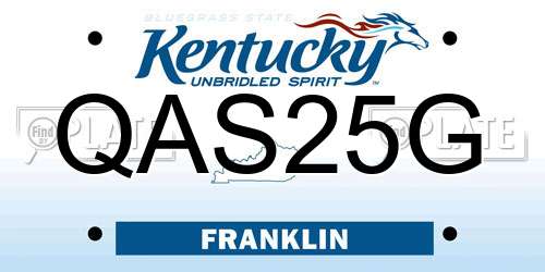 QAS25G Kentucky License Plate