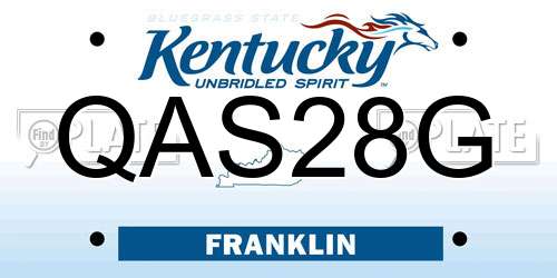 QAS28G Kentucky License Plate