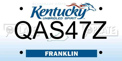 QAS47Z Kentucky License Plate