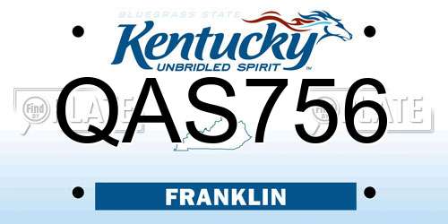 QAS756 Kentucky License Plate