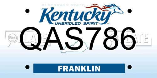 QAS786 Kentucky License Plate