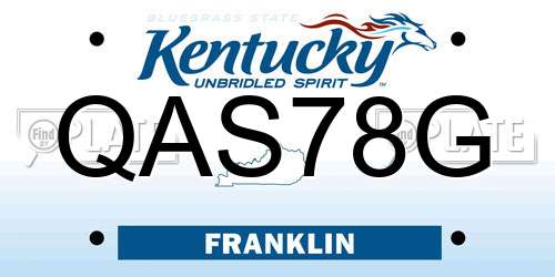 QAS78G Kentucky License Plate