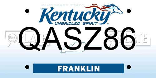 QASZ86 Kentucky License Plate