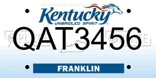 QAT3456 Kentucky License Plate