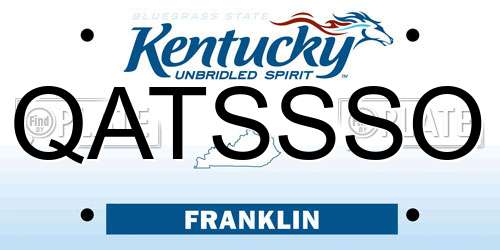 QATSSSO Kentucky License Plate