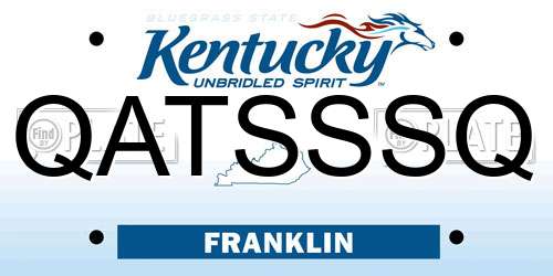 QATSSSQ Kentucky License Plate
