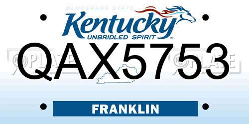QAX5753 Kentucky License Plate