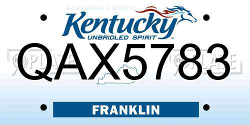QAX5783 Kentucky License Plate