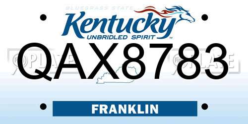 QAX8783 Kentucky License Plate
