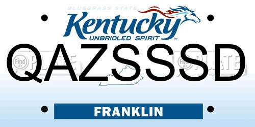 QAZSSSD Kentucky License Plate
