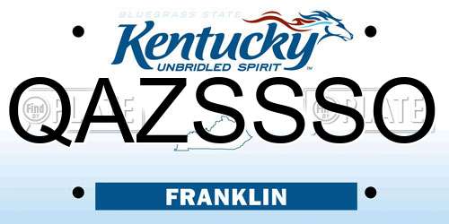 QAZSSSO Kentucky License Plate
