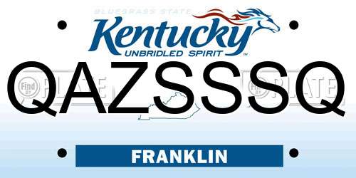 QAZSSSQ Kentucky License Plate