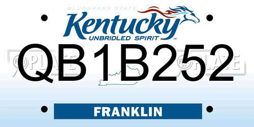QB1B252 Kentucky License Plate