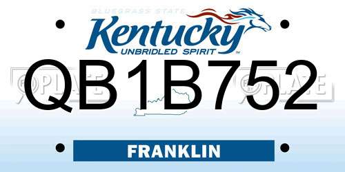 QB1B752 Kentucky License Plate