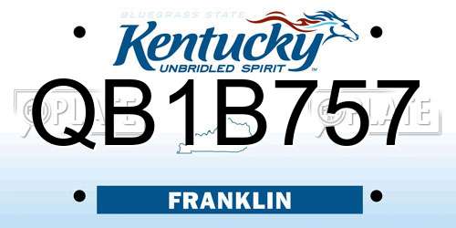 QB1B757 Kentucky License Plate