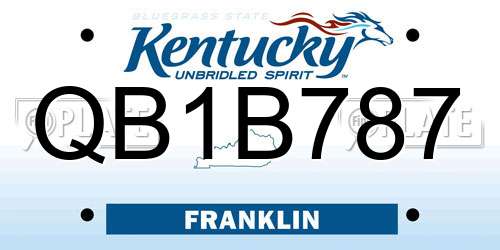 QB1B787 Kentucky License Plate
