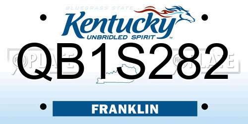 QB1S282 Kentucky License Plate