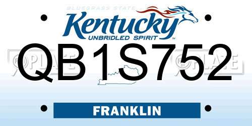 QB1S752 Kentucky License Plate