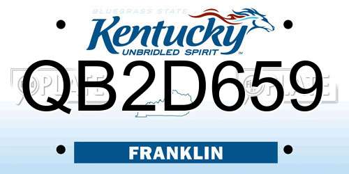QB2D659 Kentucky License Plate