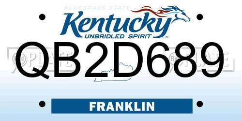 QB2D689 Kentucky License Plate