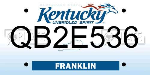 QB2E536 Kentucky License Plate