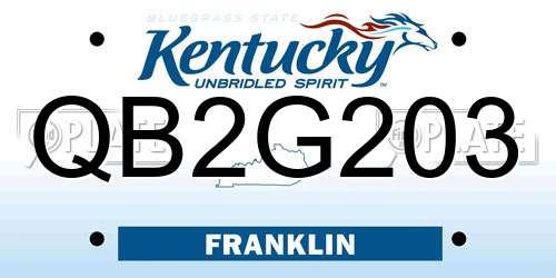 QB2G203 Kentucky License Plate