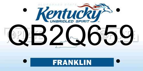 QB2Q659 Kentucky License Plate