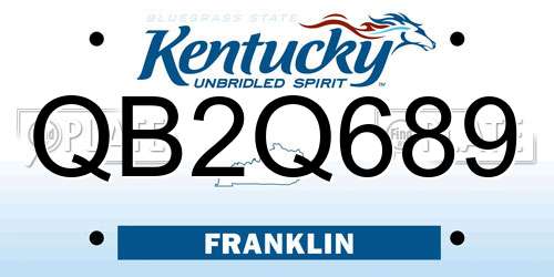 QB2Q689 Kentucky License Plate