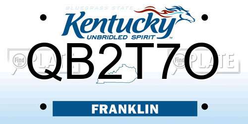 QB2T7O Kentucky License Plate