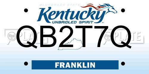QB2T7Q Kentucky License Plate