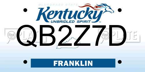 QB2Z7D Kentucky License Plate