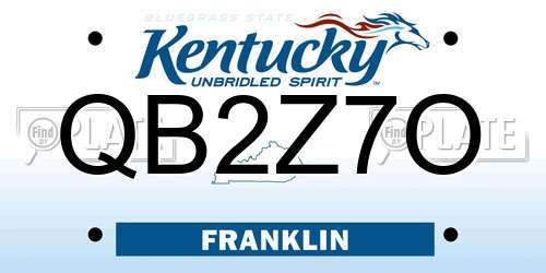 QB2Z7O Kentucky License Plate