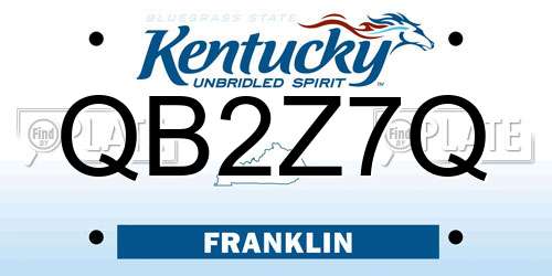 QB2Z7Q Kentucky License Plate