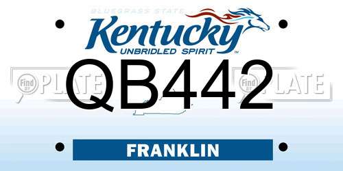 QB442 Kentucky License Plate
