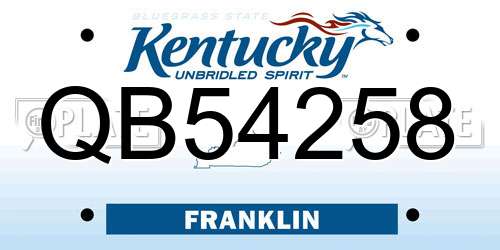 QB54258 Kentucky License Plate